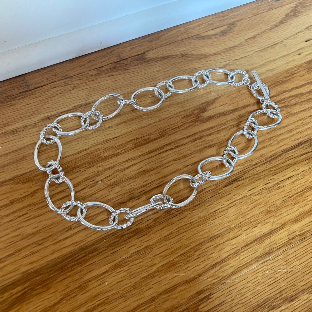 Silver Tone Chunky Chain Link Necklace